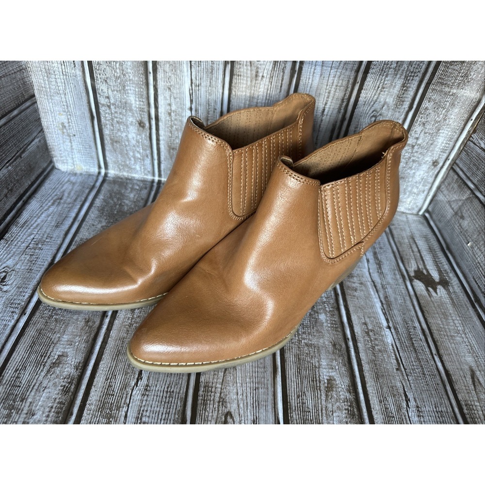 a.n.a. Bootie Ankle Pointed Tow Women's 9 Chestnut Brown Slip On Elastic Ankle